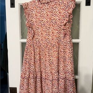 Colorful Dress with Ruffle Sleeves